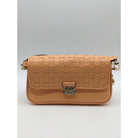 MICHAEL KORS Bradshaw woven leather women's crossbody shoulder bag -CANTALOPE - Picture 1 of 11